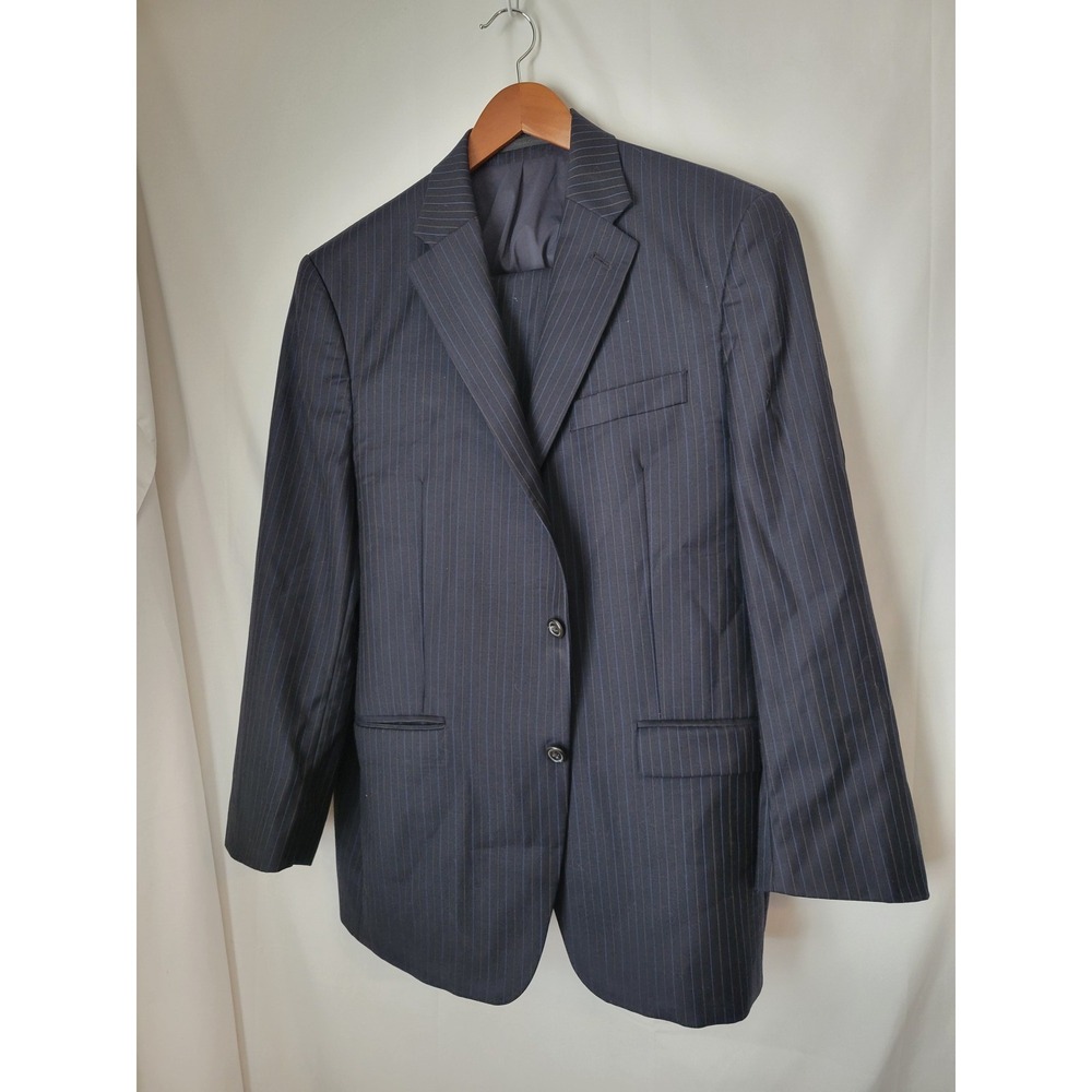 Lauren Ralph Lauren Men's Navy Pinstripe Suit Jacket 42R Pants 38x30